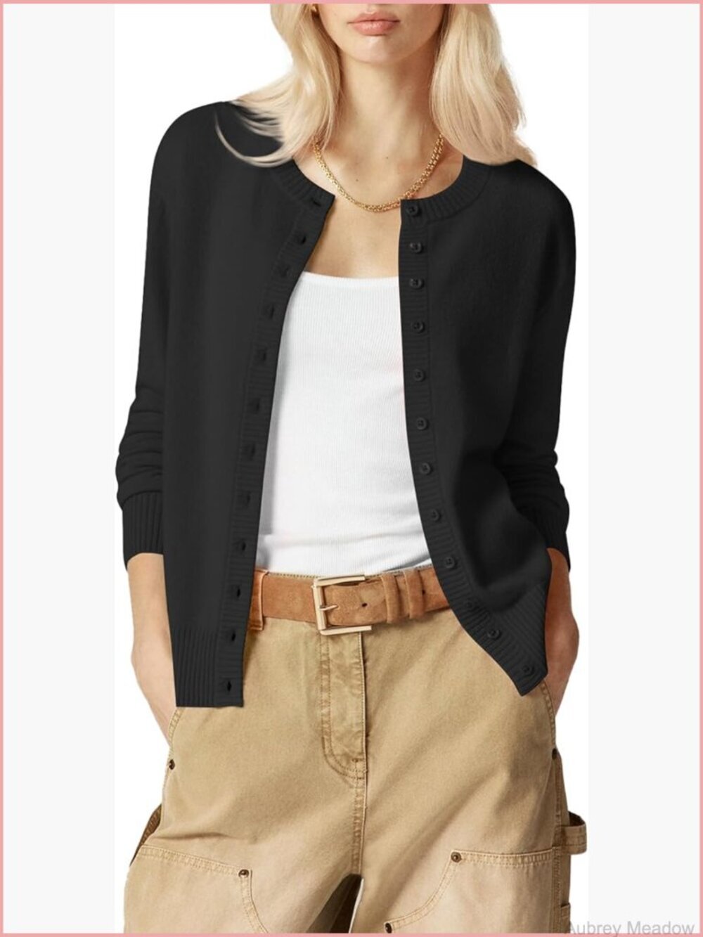 Long Sleeve Crew Neck Button Down Cardigan Sweater - Spring Layering